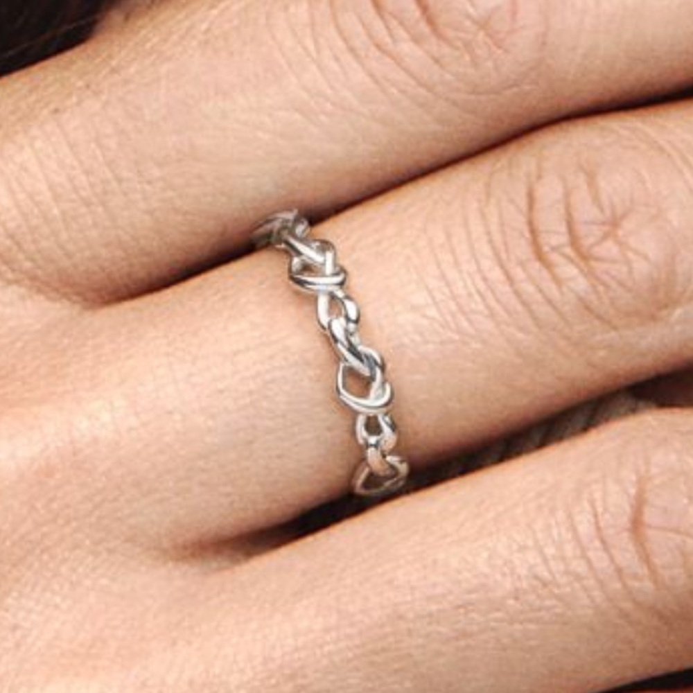Pandora Knotted Hearts Ring Sz 8!